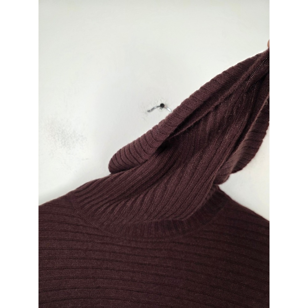 Garnet Hill 100% Cashmere Ribbed Cowl Neck Cape Sweater Burgundy Womens Small - Picture 5 of 8